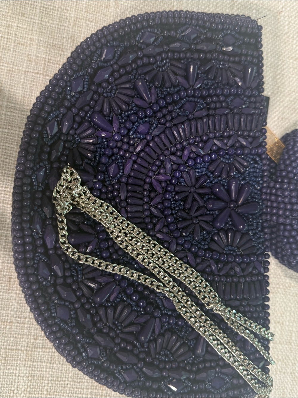Handcrafted Beaded Half-Moon Handbags - Pink and Navy Buy Both - Picture 3 of 5